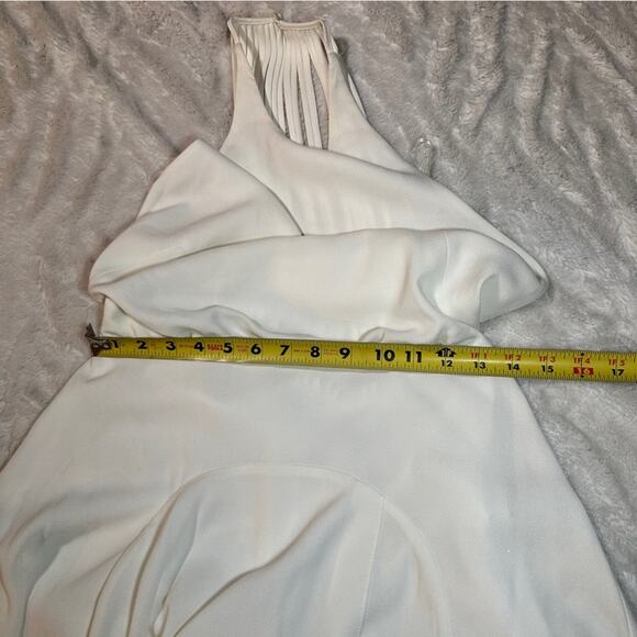 Halston Heritage Size 4 Chalk White Handkerchief Style Midi Dress Glam Party - Picture 11 of 14